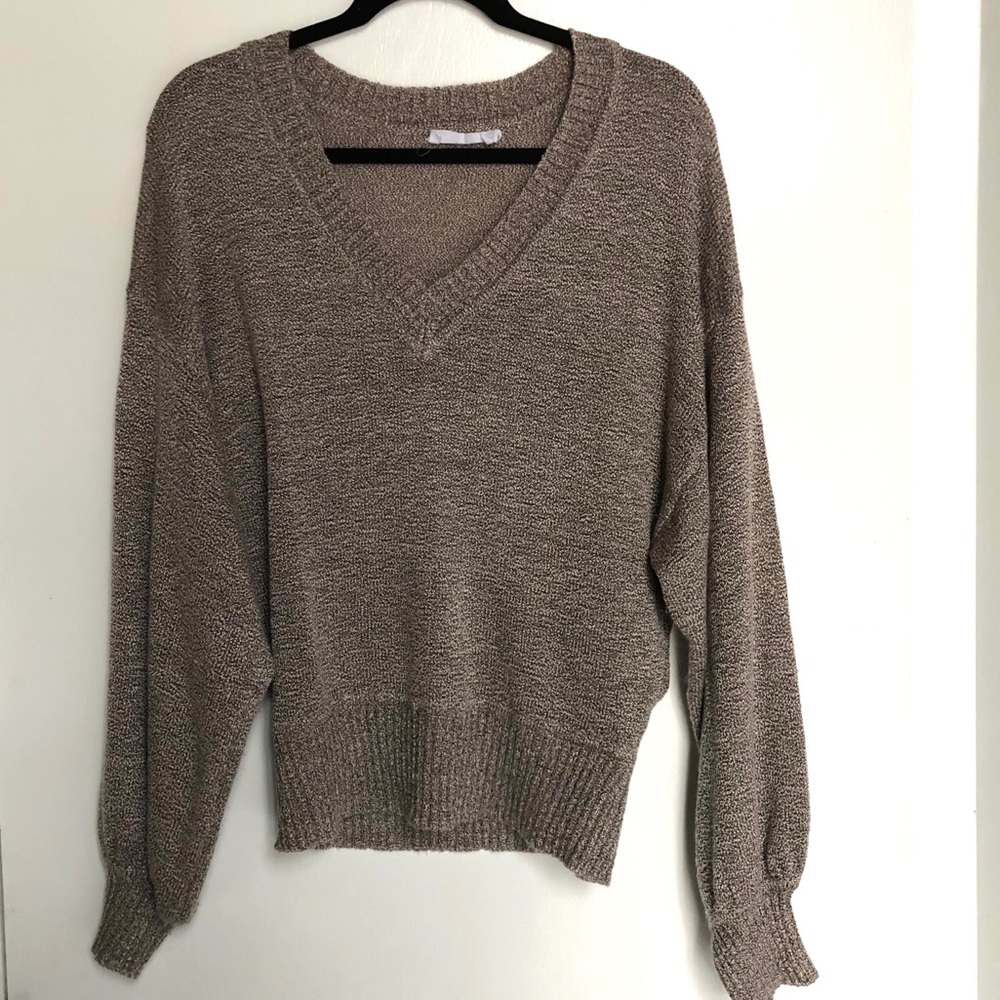 Grey Sweater with Balloon Sleeves